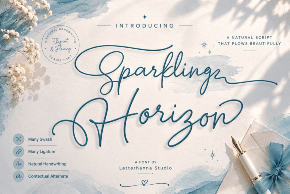 Sparkling Horizon: A Golden Hour Script Font for Branding
